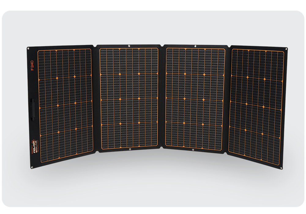 Panel solar FlexSolar F120 compacto y plegado